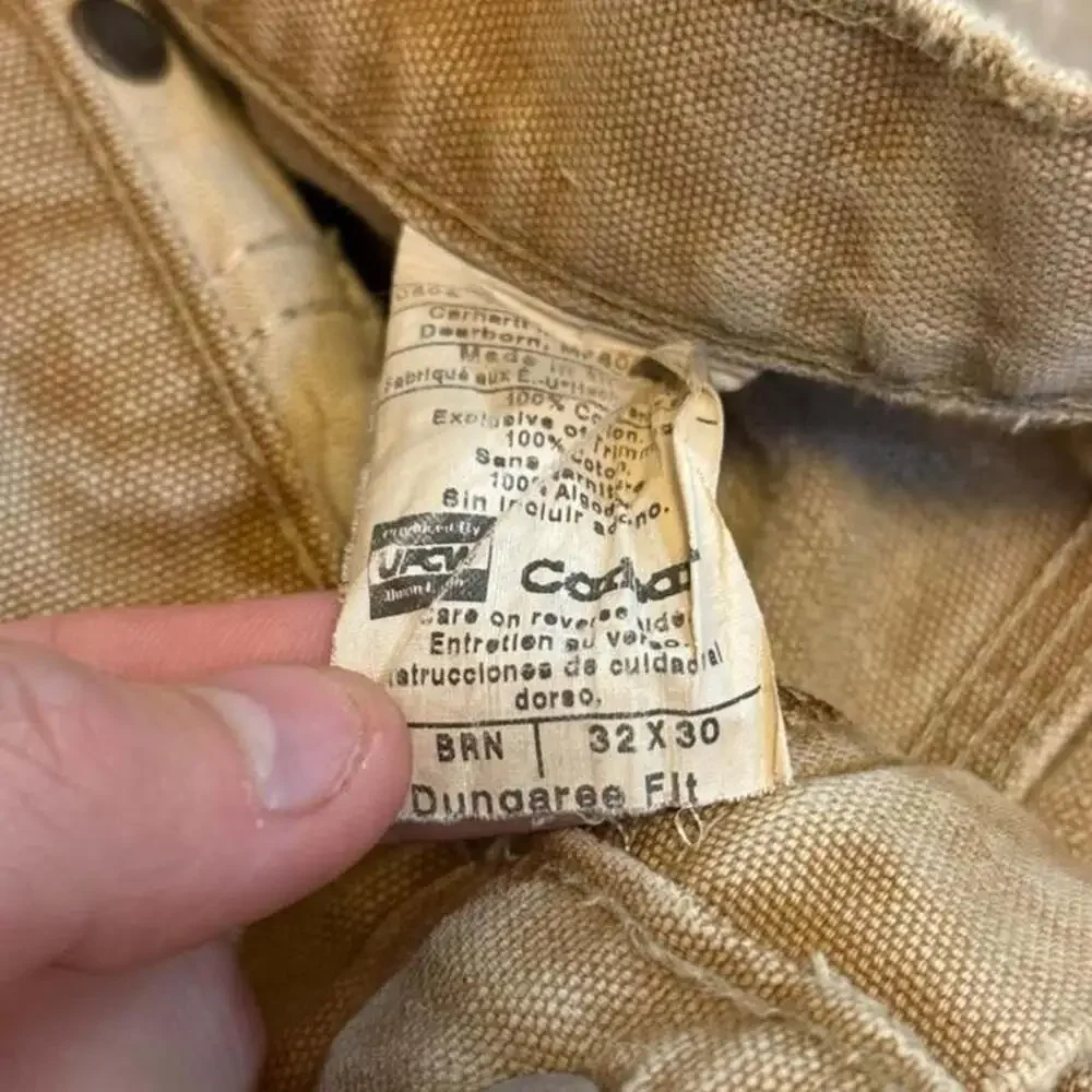 Vintage Carhartt Double Knee Dungaree Fit Work Pants BRN 32x30